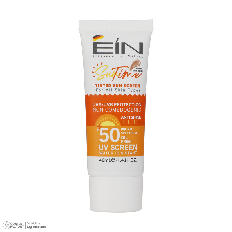 کرم ضد آفتاب رنگی ای آی ان SPF 50 مدل Suntime Gold مناسب انواع پوست حجم 40 میلیلیتر