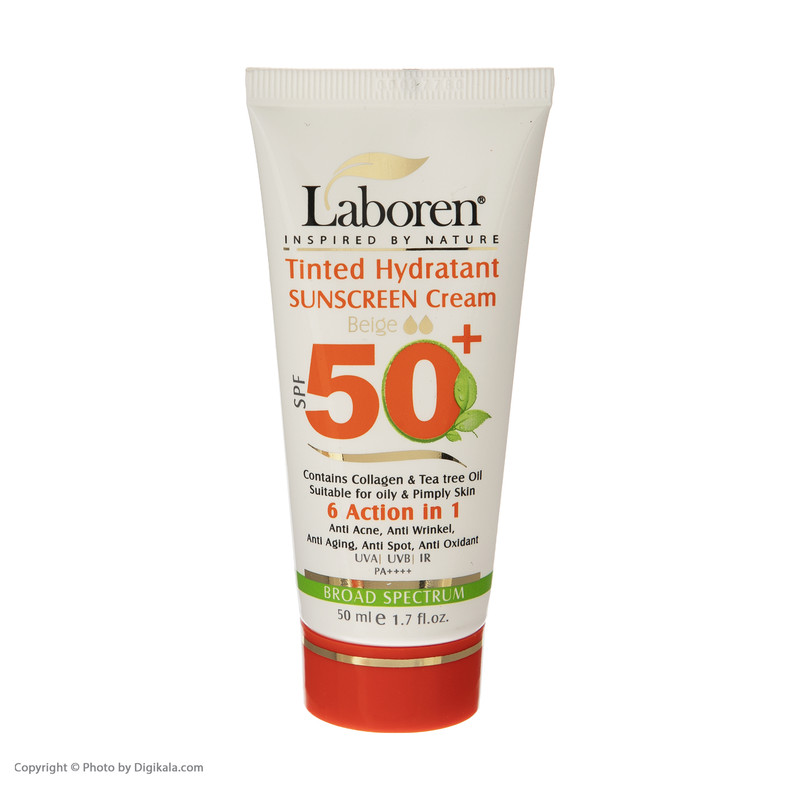 کرم ضد آفتاب رنگی صورت لابورن SPF 50 مدل 02 مناسب برای چرب حجم 50 میلیلیتر