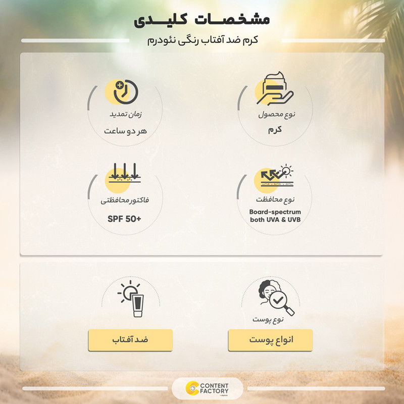 کرم ضد آفتاب رنگی نئودرم +SPF50 مدل Highly Protective مناسب پوست های انواع پوست حجم 50 میلی لیتر