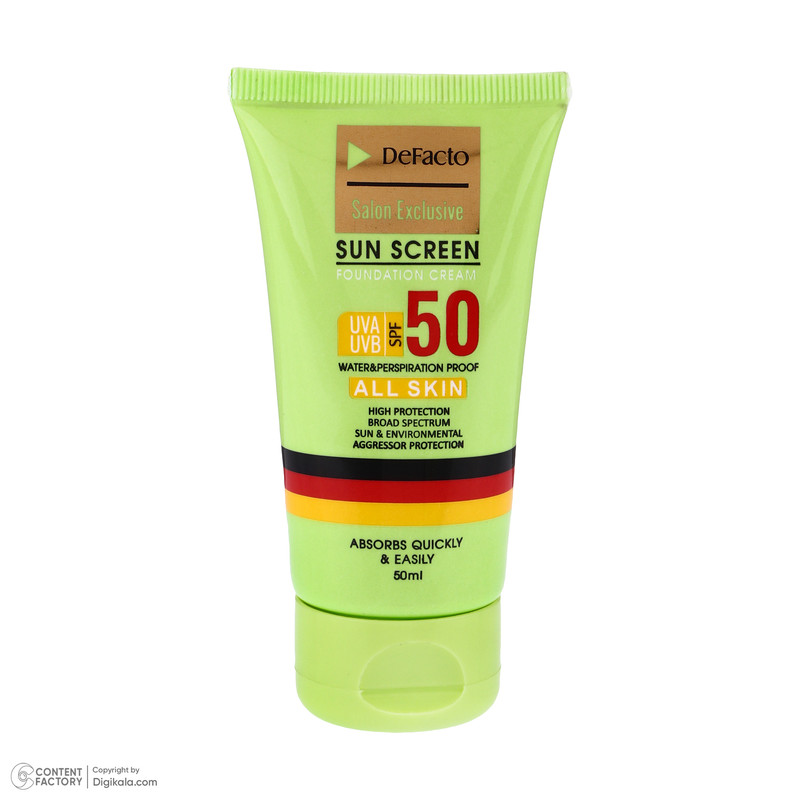 کرم ضد آفتاب رنگی دیفکتو SPF 50 مدل 02 مناسب برای انواع پوست حجم 50 میلیلیتر