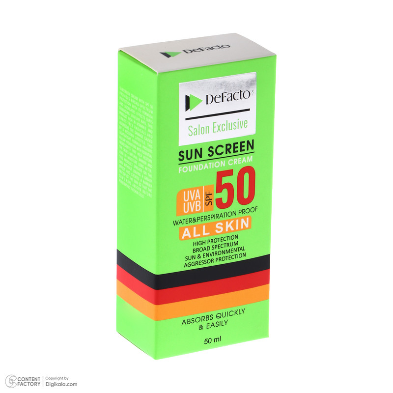 کرم ضد آفتاب رنگی دیفکتو SPF 50 مدل 02 مناسب برای انواع پوست حجم 50 میلیلیتر