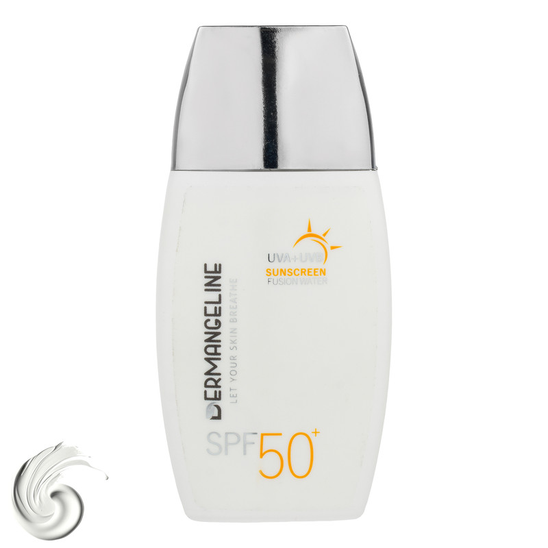 کرم ضد آفتاب بیرنگ صورت درمنجلین SPF 50 مدل Fusion Water محافظ در برابر اشعه UVA و UVB مناسب برای انواع پوست حجم 50 میلیلیتر