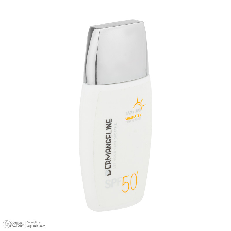 کرم ضد آفتاب بیرنگ صورت درمنجلین SPF 50 مدل Fusion Water محافظ در برابر اشعه UVA و UVB مناسب برای انواع پوست حجم 50 میلیلیتر
