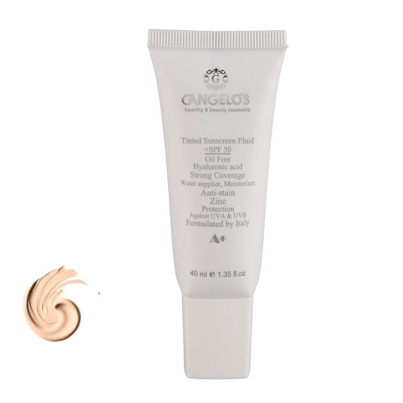 فلوئید ضد آفتاب رنگی (بژ روشن) گانگلوس SPF 50 مدل strong coverage محافظ UVA ،UVB و PA+++ مناسب برای انواع پوست حجم 40 میلیلیتر