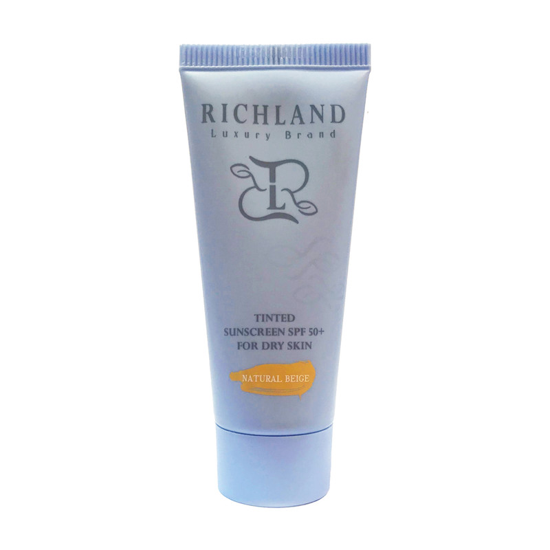 کرم ضد آفتاب رنگی صورت ریچلند SPF 50 مدل tinted محافظ در برابر اشعه UVA و UVB مناسب برای پوست خشک حجم 40 میلی‌لیتر