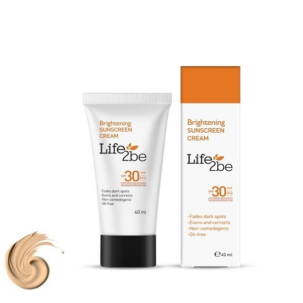 کرم ضد آفتاب رنگی صورت، بدن لایف توبی SPF 30 مدل brightening SPF30 محافظ UVA/UVB مناسب برای انواع پوست حجم 40 میلیلیتر