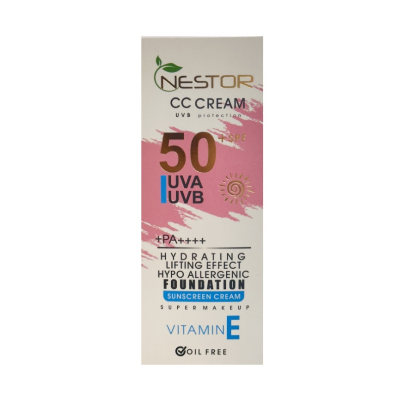 کرم ضد آفتاب رنگی نستور SPF 50 شماره 2 مدل ویتامین c مناسب پوستهای خشک حجم 50 میلیلیتر