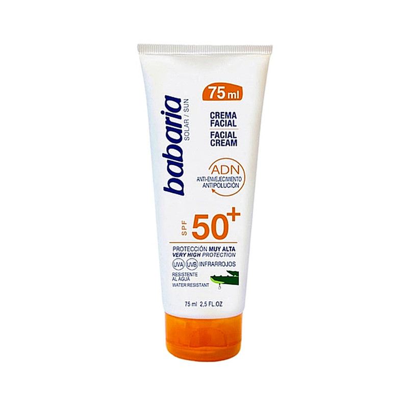 کرم ضد آفتاب بیرنگ صورت باباریا SPF 50 مدل Infrarrojos محافظ در برابر UVB و UVA مناسب برای انواع پوست حجم 75 میلیلیتر