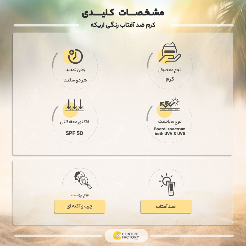 کرم ضد آفتاب رنگی اریکه SPF 50 مدل Solarie And Antirides مناسب پوستهای چرب و اکنه ای حجم 50 میلیلیتر