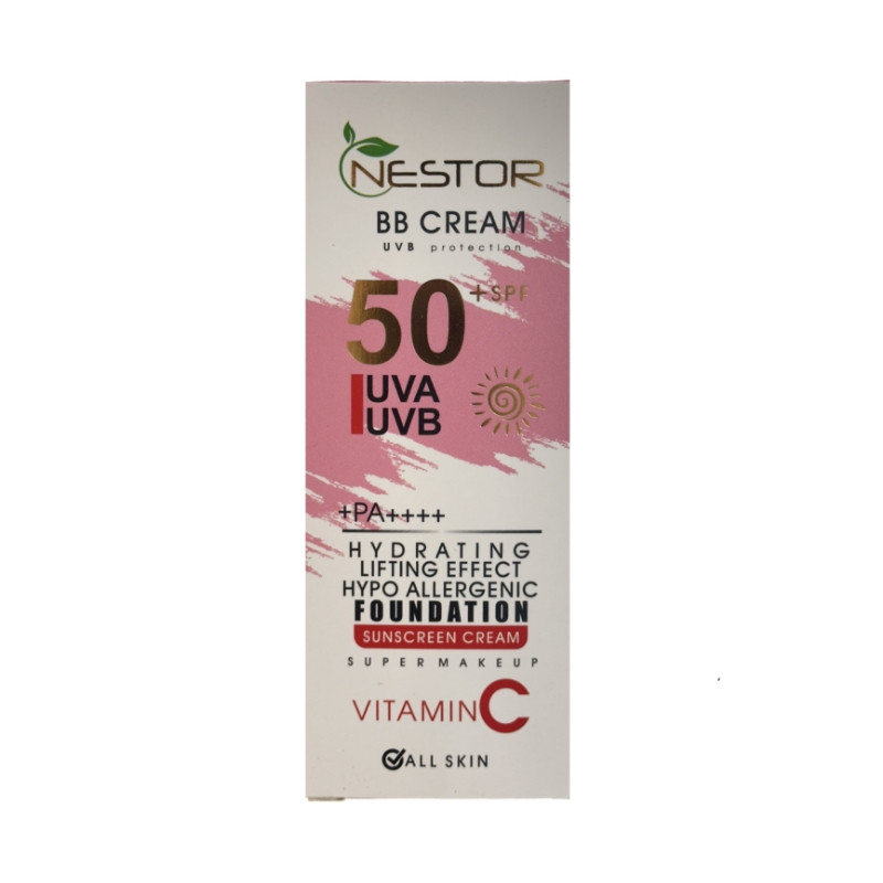 کرم ضد آفتاب رنگی نستور SPF 50 شماره 4 مدل ویتامین c مناسب پوستهای خشک حجم 50 میلیلیتر