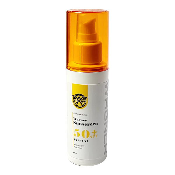 کرم ضد آفتاب بیرنگ صورت و گردن وگنر SPF 50 مدل ضدلک UVB/UVA مناسب برای انواع پوست حجم 100 میلیلیتر