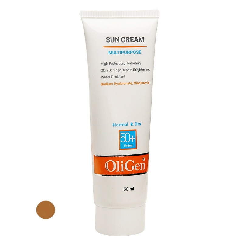 کرم ضد آفتاب رنگی الی ژن SPF 50 مدل M_T_D مناسب پوستهای خشک و معمولی حجم 50 میلیلیتر