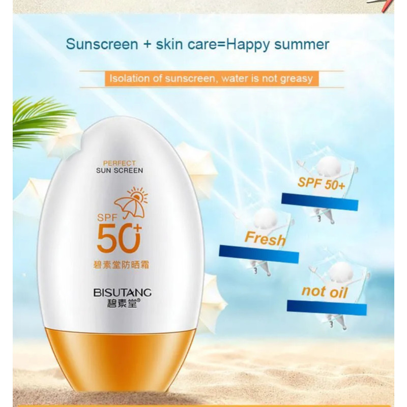 کرم ضدآفتاب بی رنگ دست و صورت بیسوتانگ 50 spf مدل 01محافظ UVA/UVB مناسب برای انواع پوست حجم 55 میلی لیتر