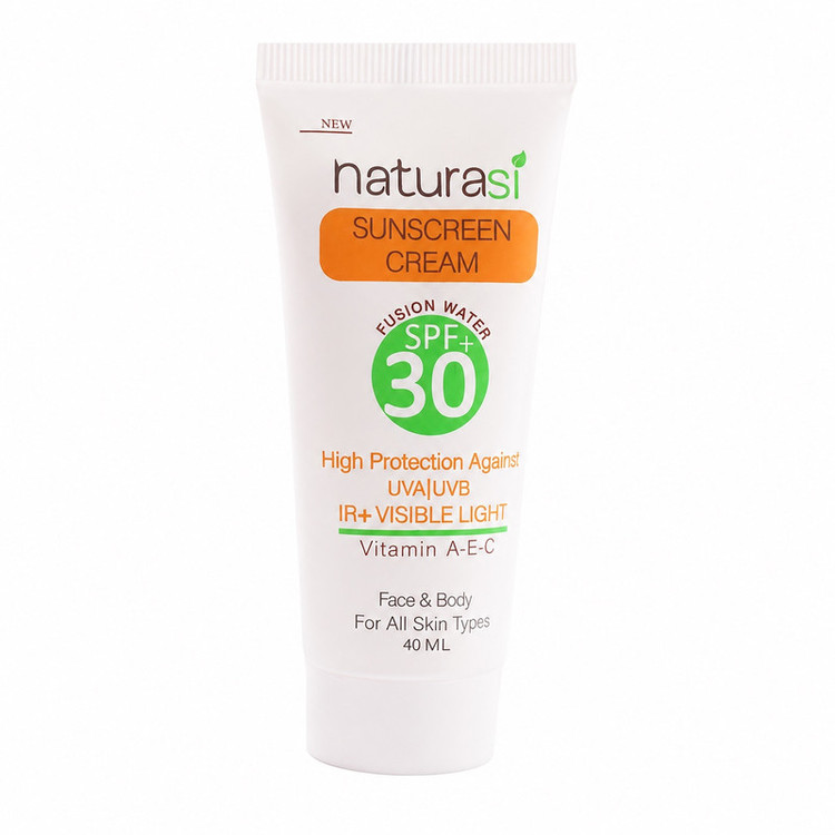 کرم ضد آفتاب بیرنگ دست و صورت ناتوراسی SPF 30 مدل High protection محافظ UVA ،UVB و IR ، مناسب برای انواع پوست حجم 40 میلیلیتر