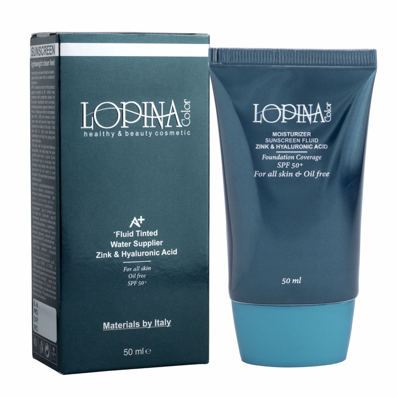 فلوئید ضد آفتاب رنگی صورت لوپینا کالر SPF 50 مدل Strong Coverage محافظ UVA , UVB و PA+++ مناسب برای انواع پوست حجم 50 میلی لیتر