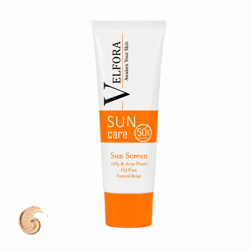 کرم ضد آفتاب رنگی صورت ولفورا SPF 50 مدل نچرال بژ محافظ UVA، UVB مناسب برای پوست چرب و مختلط حجم ۴۰ میلیلیتر