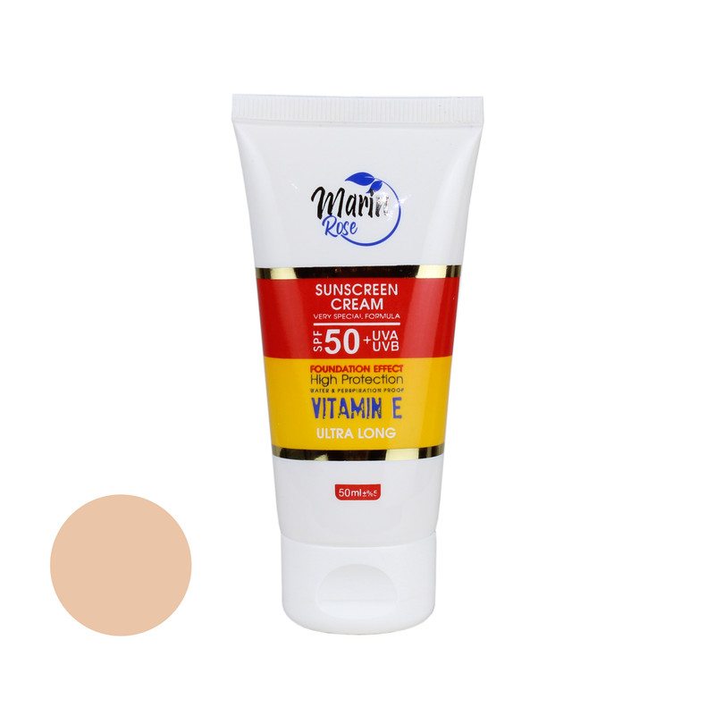 کرم ضد آفتاب رنگی صورت و گردن مارین رز SPF 50 مدل 01 محافظ UVA ،UVB ضد چروک و ضد پیری مناسب برای انواع پوست‌ حجم 50 میلی‌لیتر