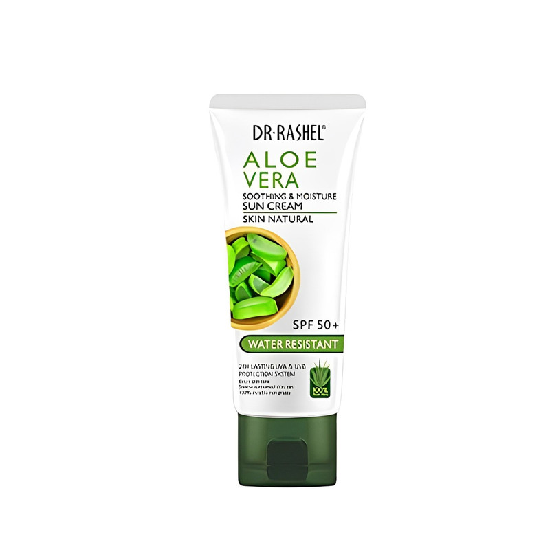 کرم ضد آفتاب بدون رنگ دکتر راشل SPF 50 مدل Aloevera مناسب انواع پوست حجم 60 میلیلیتر