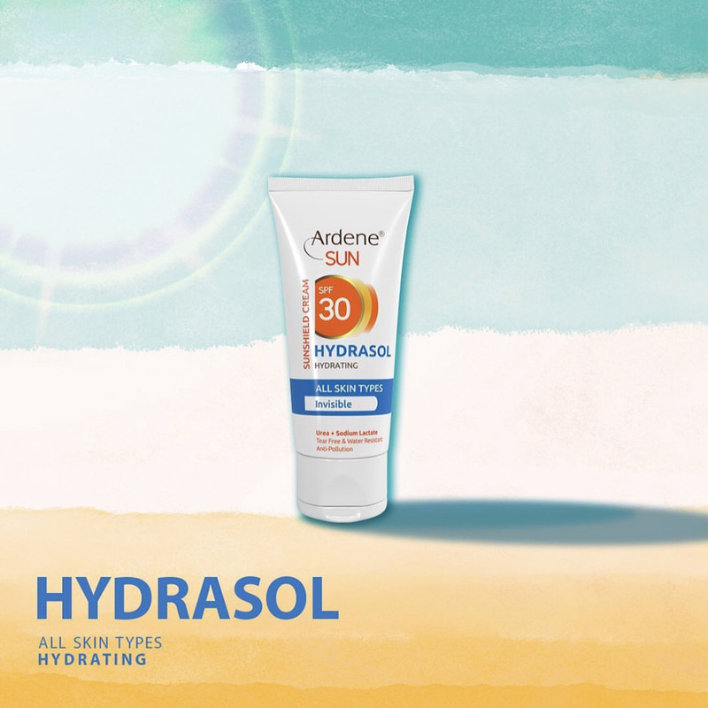 کرم ضد آفتاب بدون رنگ آردن SPF 30 مدل HYDRASOL مناسب انواع پوست حجم 50 میلیلیتر