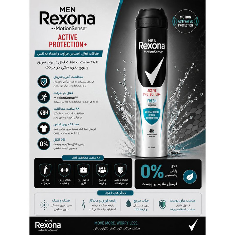 اسپری ضدتعریق مردانه رکسونا مدل Active Protection + Fresh حجم 200 میلیلیتر