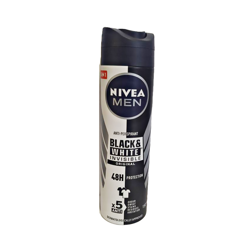 اسپری ضدتعریق مردانه نیوا مدل Black & White Invisible Original حجم 150 میلیلیتر