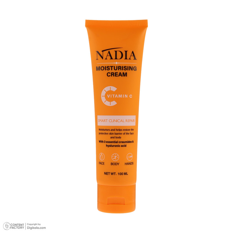 کرم مرطوب کننده نادیا مدل Vitamin C مناسب انواع پوست حجم 100 میلی لیتر