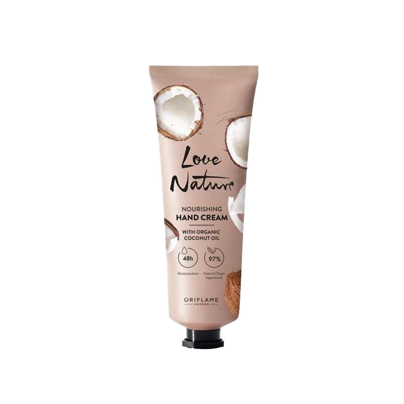 کرم مرطوبکننده دست اوریفلیم مدل LOVE NATURE Organic Coconut Oil مناسب برای انواع پوست حجم 75 میلیلیتر
