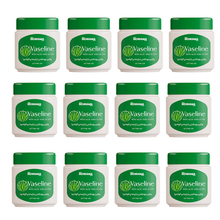 وازلین لب و دست نوید بهنما دارو مدل ALOE VERA مناسب برای انواع پوست حجم 115 میلیلیتر مجموعه 12 عددی