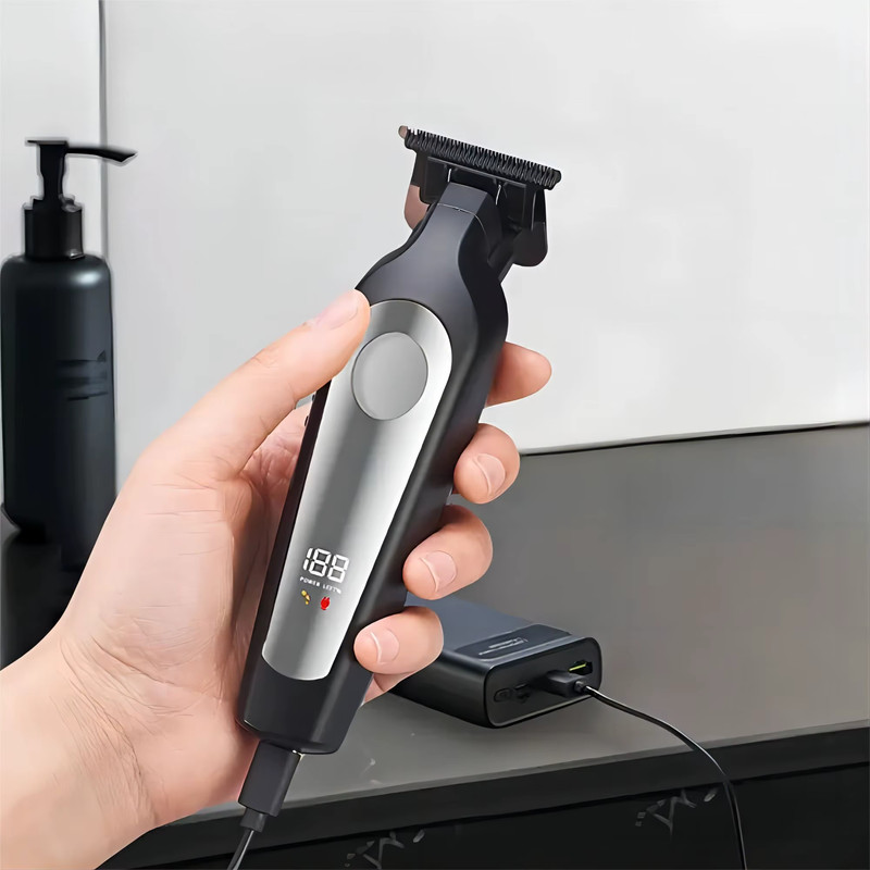 ماشین اصلاح موی سر و صورت شارژی دیناواری مدل D-146 با تیغههای کربن استیل DLC، باتری 1200 میلیآمپر ساعت، طراحی ارگونومیک، نمایشگر میزان شارژ و اصلاح تمیز نزدیک به صفر