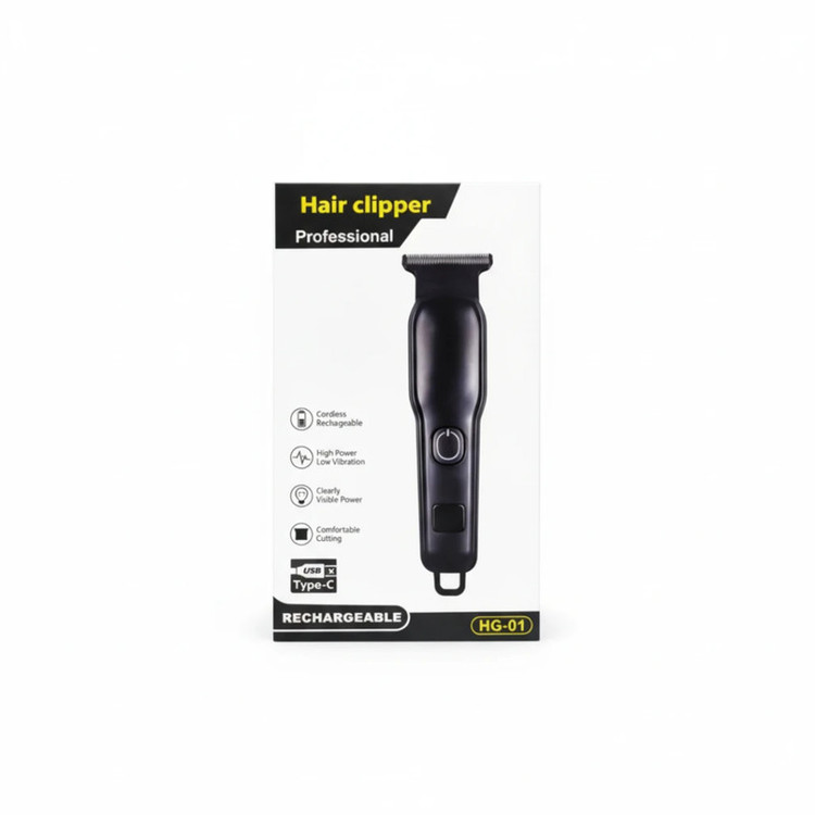 ماشین اصلاح موی سر و صورت شارژی مدل HG-01 با تیغه استیل ضد زنگ، تیغه متحرک، قابلیت اصلاح صفر، ضد التهاب، سیستم جلوگیری از گیرکردن مو، طراحی ارگونومیک، استفاده خشک و مرطوب، شارژ سریع