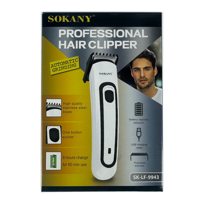 ماشین اصلاح موی سر و صورت شارژی سوکانی مدل SK-LF-9943 با تیغه استیل ضد زنگ، قابلیت اصلاح صفر میلیمتر، شانه قابل تنظیم 0 تا 5 میلیمتر و طراحی ارگونومیک