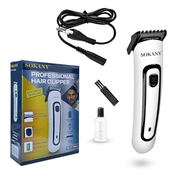 ماشین اصلاح موی سر و صورت شارژی سوکانی مدل SK-LF-9943 با تیغه استیل ضد زنگ، قابلیت اصلاح صفر میلیمتر، شانه قابل تنظیم 0 تا 5 میلیمتر و طراحی ارگونومیک
