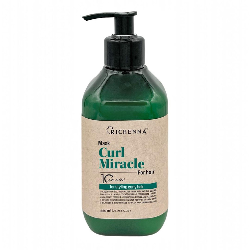 ماسک نرم کننده مو ریچنا مدل curl miracle مناسب برای موی فر حجم 550 میلی لیتر
