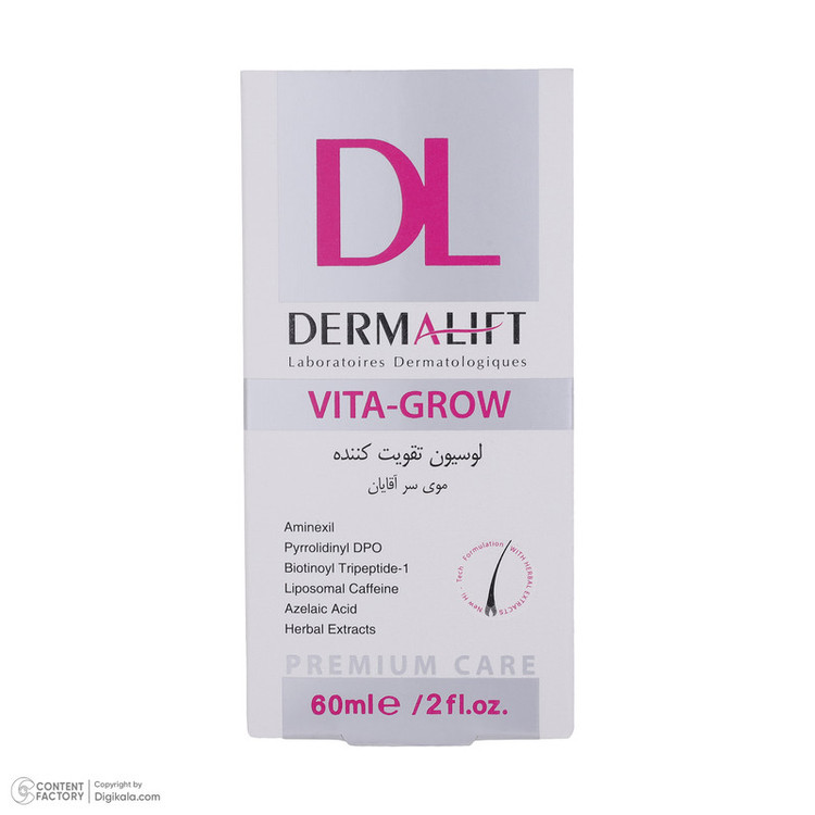 لوسیون تقویت کننده مو درمالیفت مدل VITA GROW حجم 60 میلی لیتر