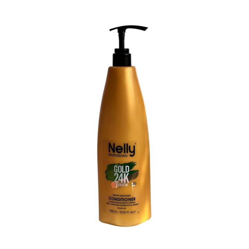 نرمکننده مو نلی مدل GOLD 24K KERATIN مناسب موی آسیب دیده حجم 1000 میلیلیتر