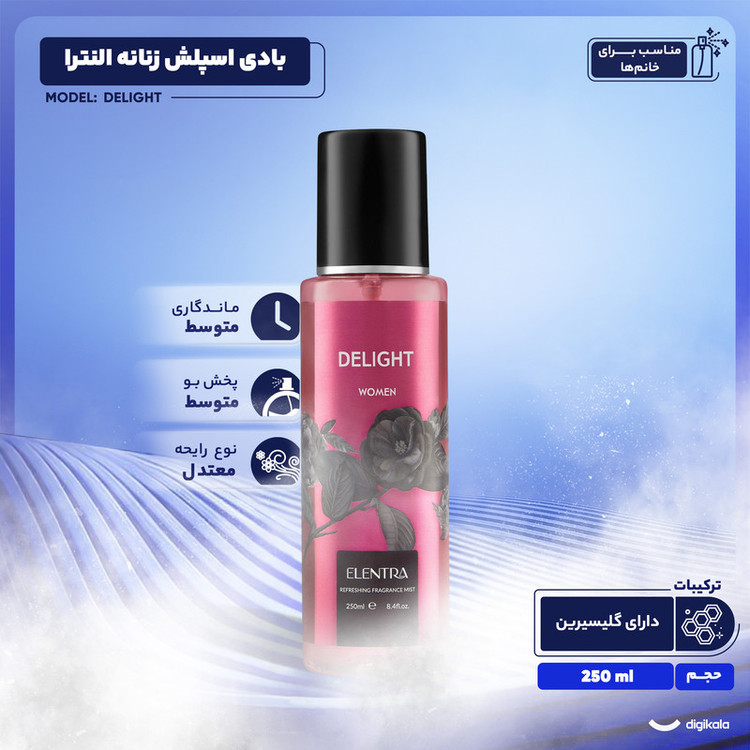 بادی اسپلش زنانه النترا مدل Delight حجم 250 میلیلیتر