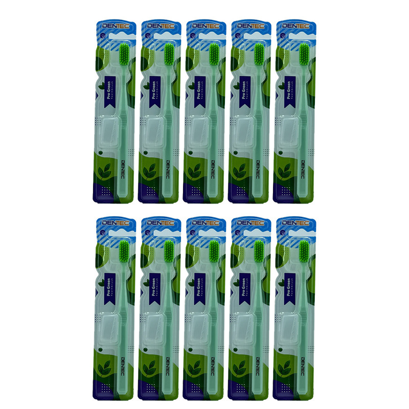 مسواک دن تک مدل Pro Green با برس نرم بسته 12 عددی