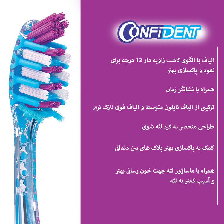 مسواک کانفیدنت مدل MIRACLE با برس متوسط بسته چهار عددی