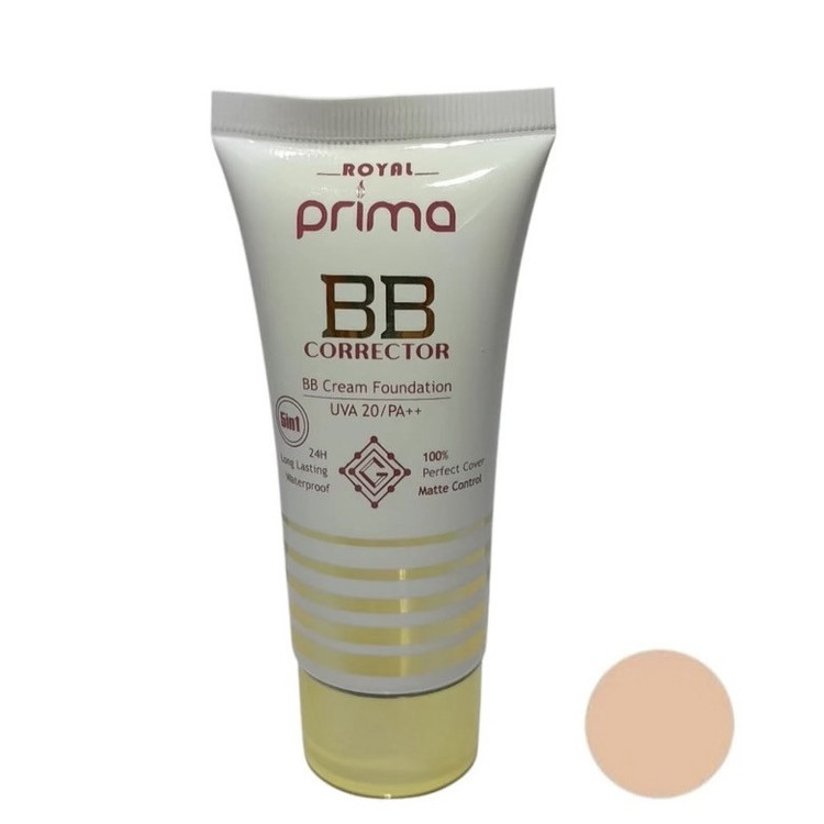 کرم پودر BB مایع اس پی اف 20 رویال پریما مدل 4*1 شماره 01 مناسب برای انواع پوست حجم 60 میلی لیتر