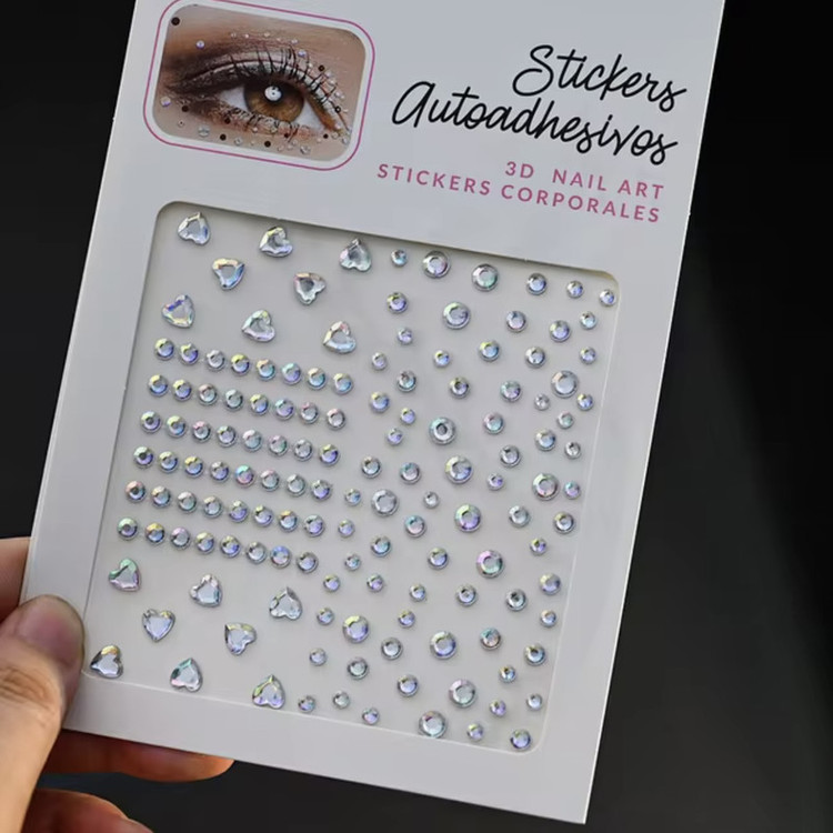 نگین صورت مدل چسبی قلب و نگین بسته 150 عددی