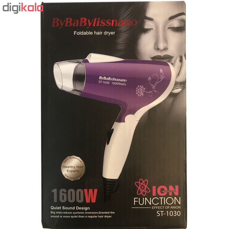 سشوار مسافرتی مدل ST1030_W1600 با توان 1600 وات، تنظیم دما در دو حالت، سرعت یک سرعته، موتور AC، وزن 250 گرم و سری صافکننده