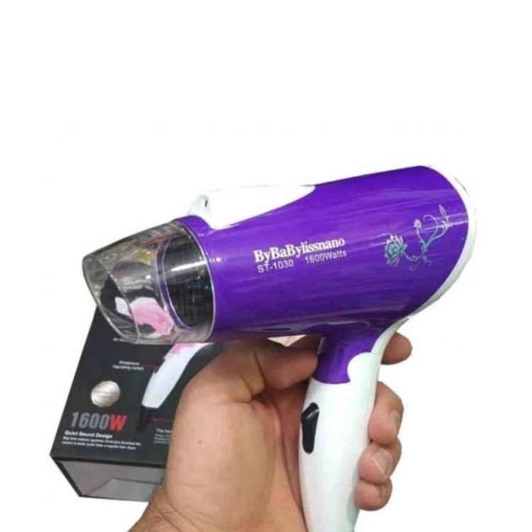 سشوار مسافرتی مدل ST1030_W1600 با توان 1600 وات، تنظیم دما در دو حالت، سرعت یک سرعته، موتور AC، وزن 250 گرم و سری صافکننده