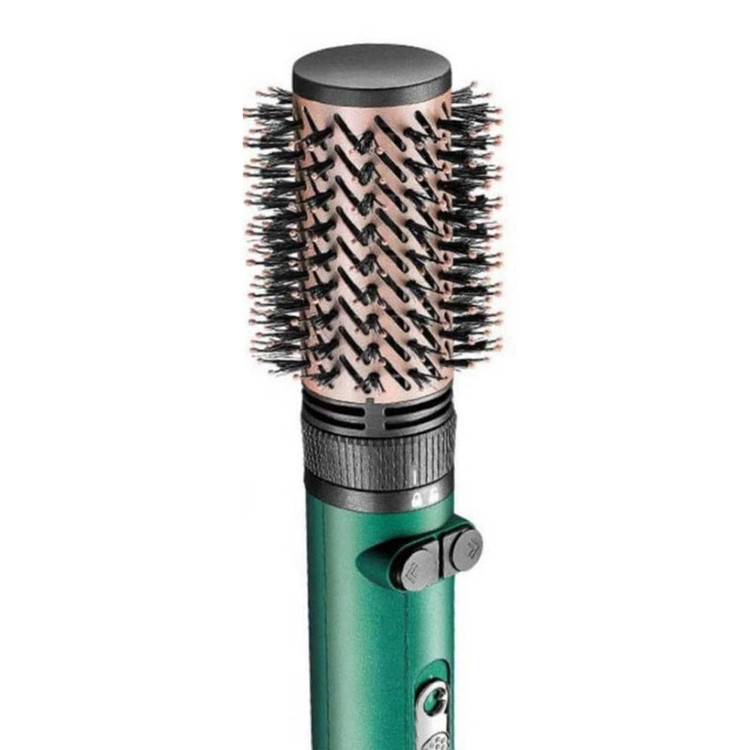 سشوار برسدار چرخشی 1200 وات وی جی ار مدل v-498، موتور DC، وزن 500 گرم، دارای سری برسدار گرد باریک، سری برسدار گرد پهن با ویژگی صافکنندگی، حجمدهندگی، با قابلیت باد سرد، فناوری تولید یون