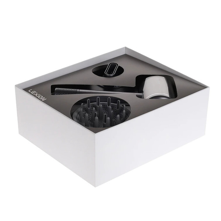 سشوار حرفهای 1600 وات لکسیون مدل Rapid Air Pro HD:1698، موتور BLDC وزن 500 گرم، المنت فلز، دارای سری دیسپانسر، متمرکزکننده پهن با ویژگی صافکنندگی، حجمدهندگی، با قابلیت عملکرد توربو با سرعت 110 هزار در دقیقه