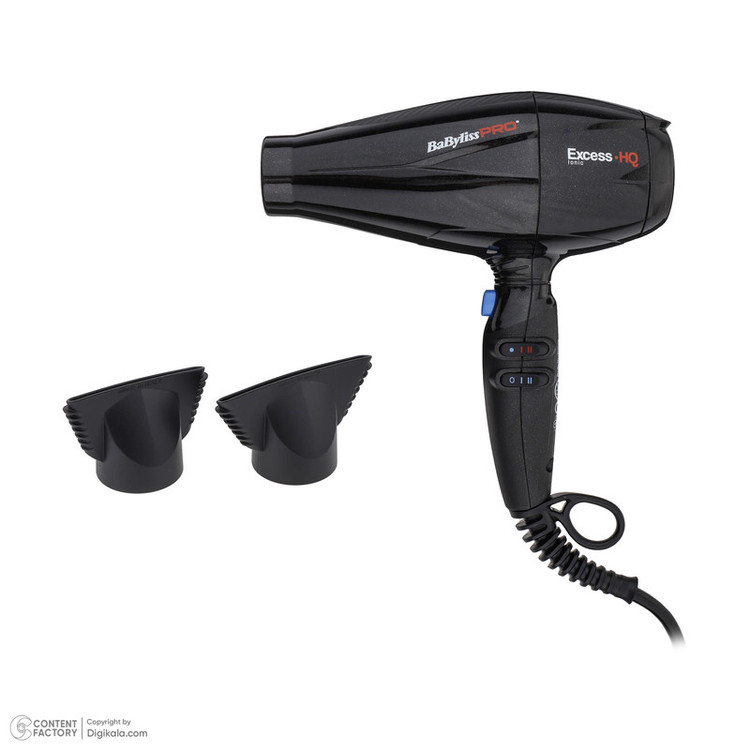 سشوار خانگی 2600 وات بابیلیس پرو مدل BAB6990IE، موتور AC، وزن 555 گرم، دارای سری متمرکزکننده باریک، متمرکزکننده پهن با ویژگی صافکنندگی، حجمدهندگی، با قابلیت باد سرد