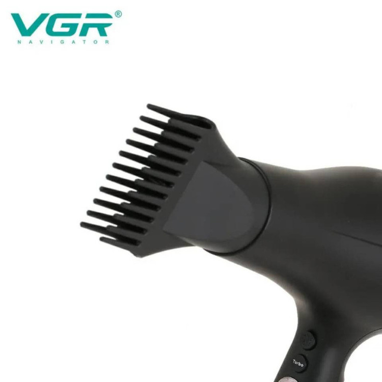 سشوار حرفهای 2400 وات وی جی ار مدل V-450، موتور AC، وزن 950 گرم، دارای سری متمرکزکننده باریک، سری شانهدار با ویژگی صافکنندگی، حجمدهندگی، با قابلیت باد سرد