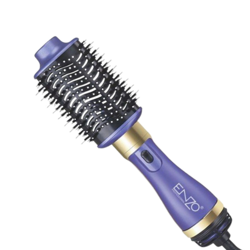 سشوار برس‌دار حالت‌دهنده انزو پروفیشینال مدل EN-4128 با توان 1200 وات، موتور DC، دو سری برس گرد و شانه‌دار، تنظیم دما و سرعت دو حالته، فناوری یونیک برای کاهش وز و افزایش درخشندگی مو، خشک‌کن و حالت‌دهنده همزمان