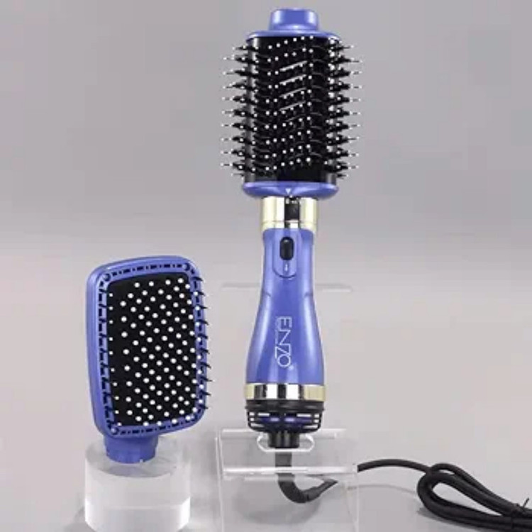 سشوار برسدار حالتدهنده انزو پروفیشینال مدل EN-4128 با توان 1200 وات، موتور DC، دو سری برس گرد و شانهدار، تنظیم دما و سرعت دو حالته، فناوری یونیک برای کاهش وز و افزایش درخشندگی مو، خشککن و حالتدهنده همزمان