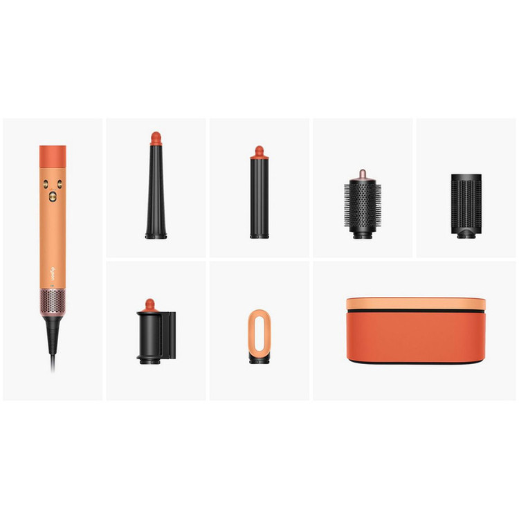 سشوار برسدار حالتدهنده 1300 وات دایسون مدل Airwrap id HS08 Straight+Wavy، موتور BLDC، وزن 630 گرم، دارای سری شانهدار، سری برسدار گرد پهن، کیف نگهدارنده، خشککن ملایم، متمرکزکننده باریک، متمرکزکننده پهن با ویژگی فرکنندگی، صافکنندگی، حجمدهندگی