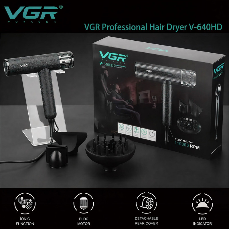 سشوار حرفهای 1900 وات وی جی ار مدل V-640HD